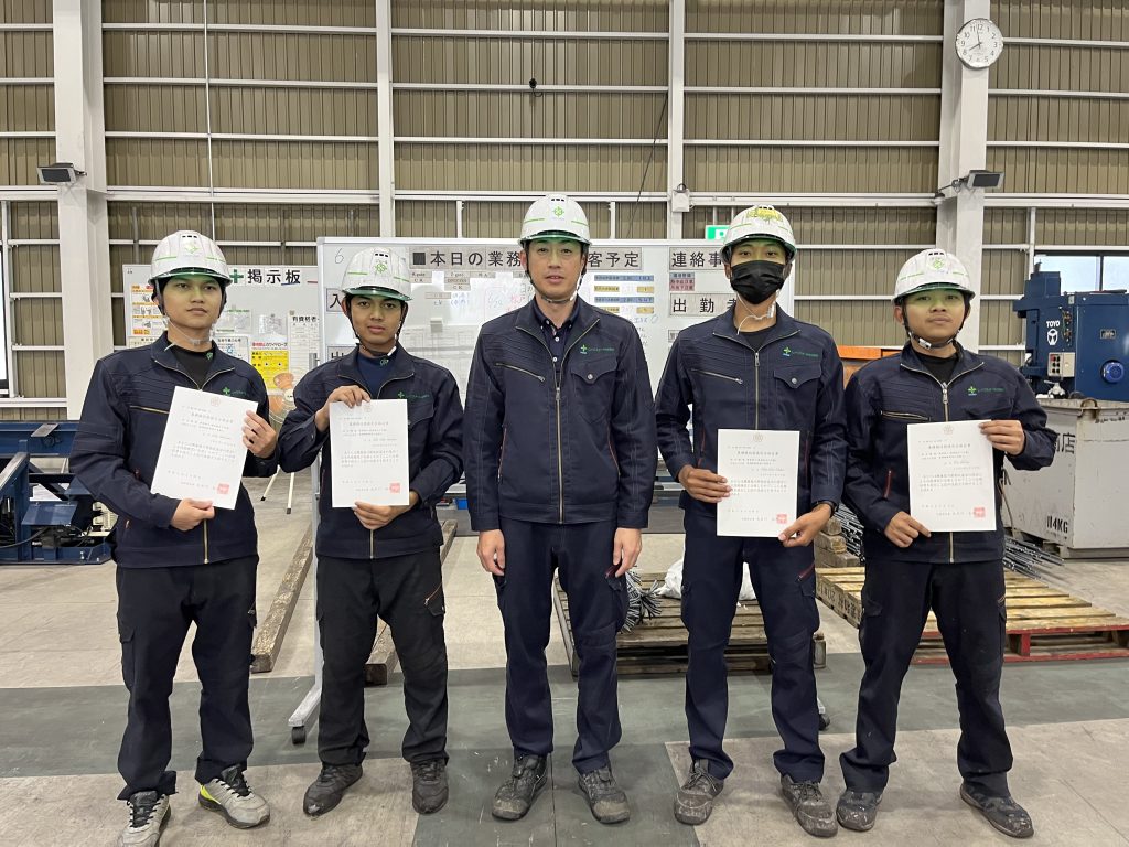 鉄筋施工基礎級技能検定　合格証書授与式